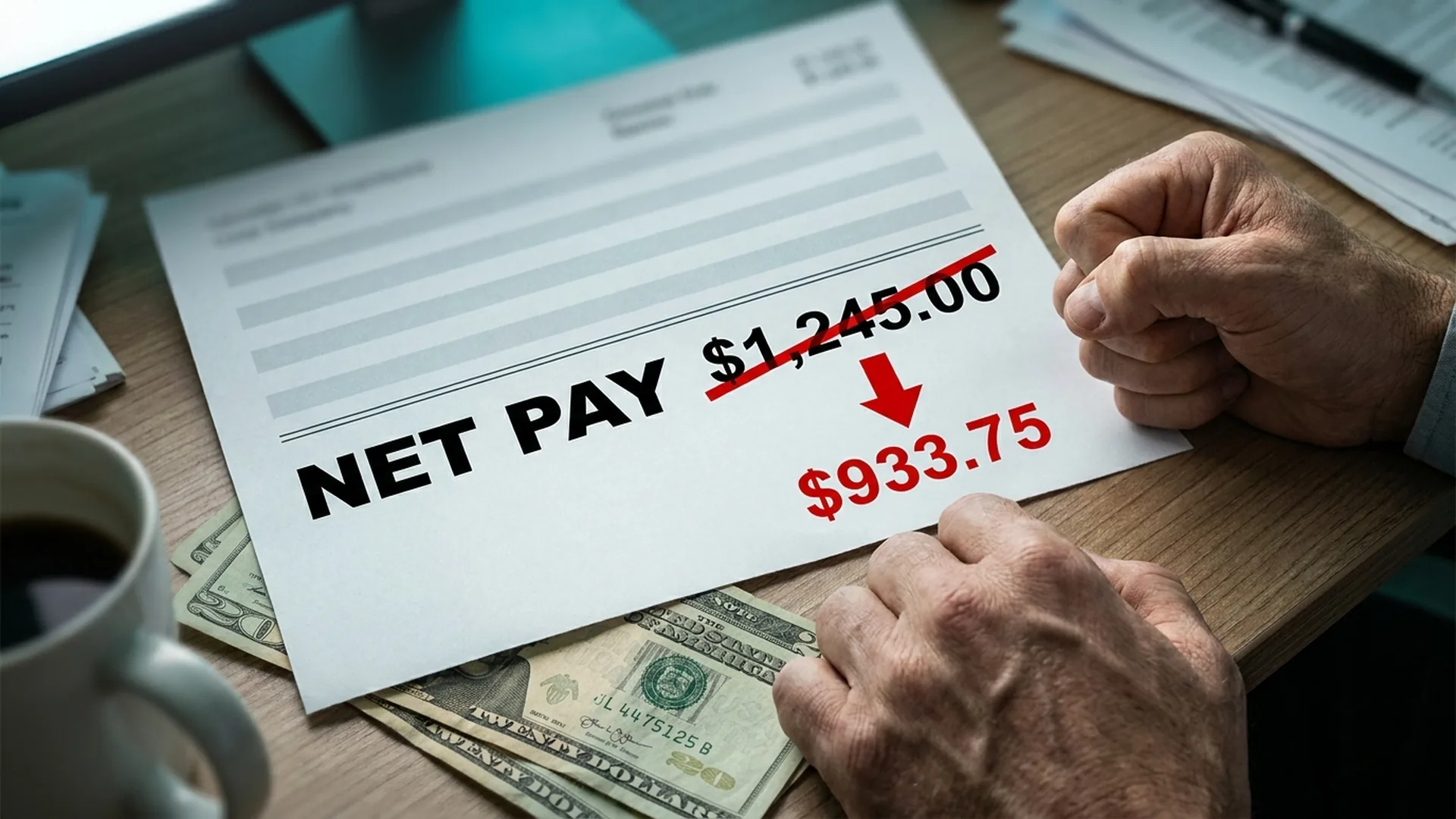 Pay stub showing a 25% wage garnishment deduction under an Ohio judgment